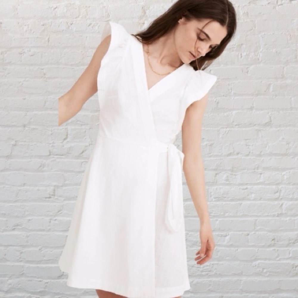 MADEWELL COTTON White Wrap Dress LARGE